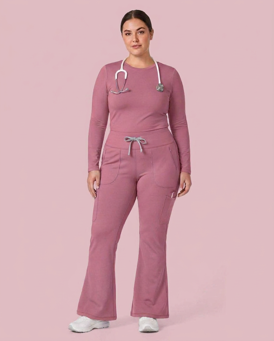 Curved High-Rise Flare Scrub Legging Mauve