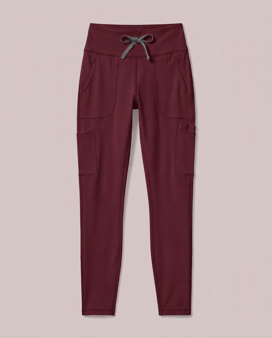 Curved High-Rise Scrub Legging Burgundy