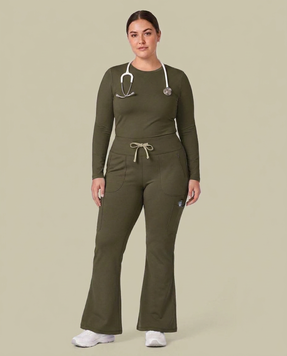 Curved High-Rise Flare Scrub Legging Olive