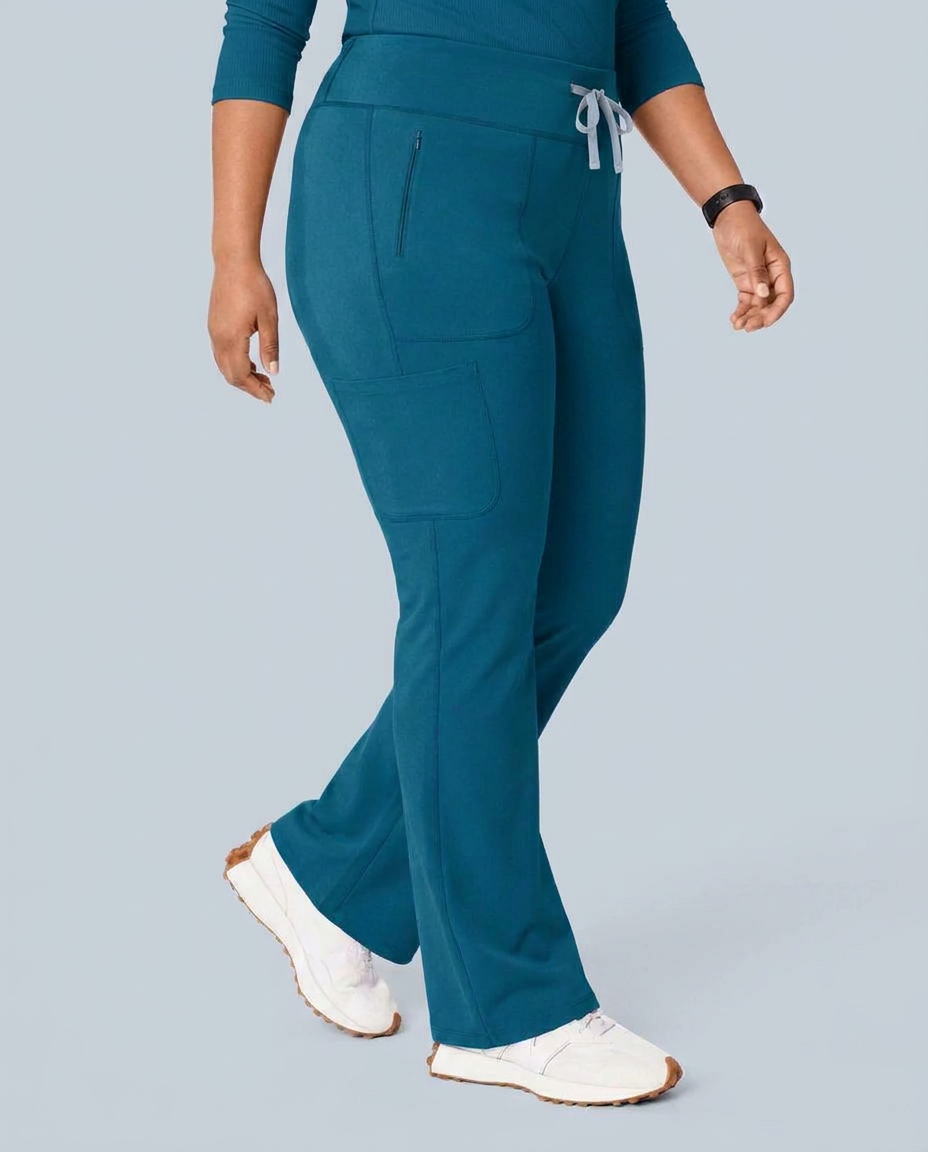Curved High-Rise Flare Scrub Legging Caribbean Blue