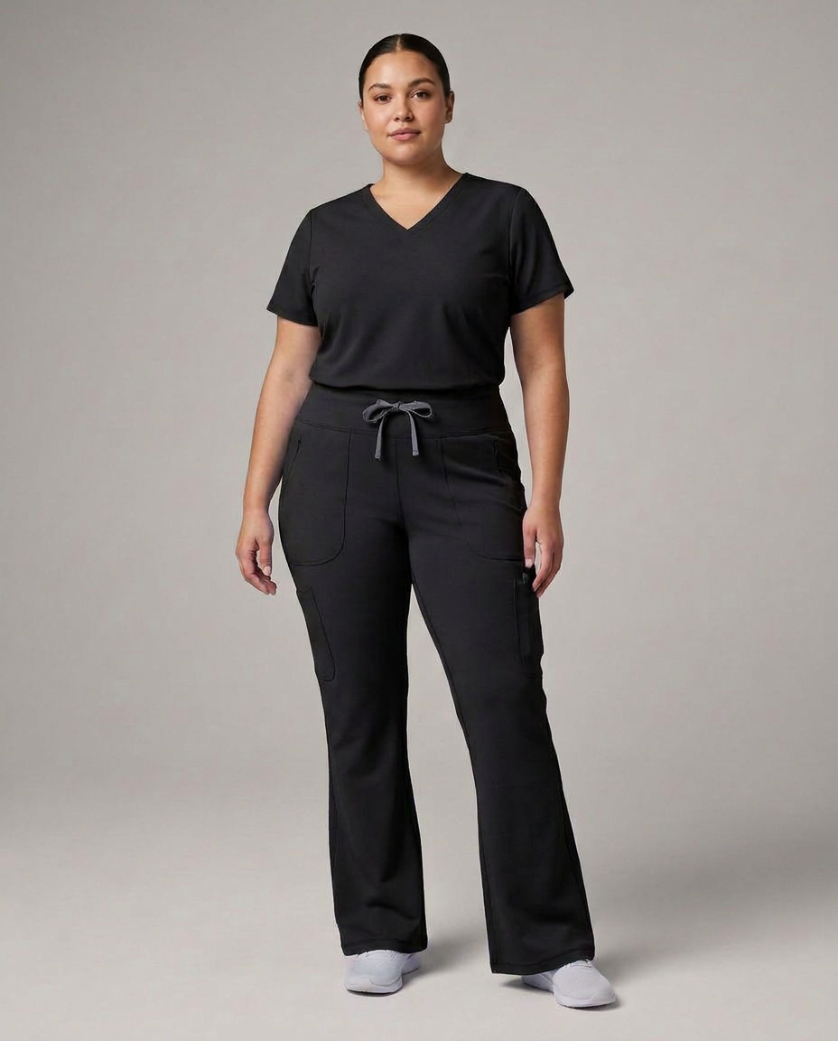 Curved High-Rise Flare Scrub Legging Black
