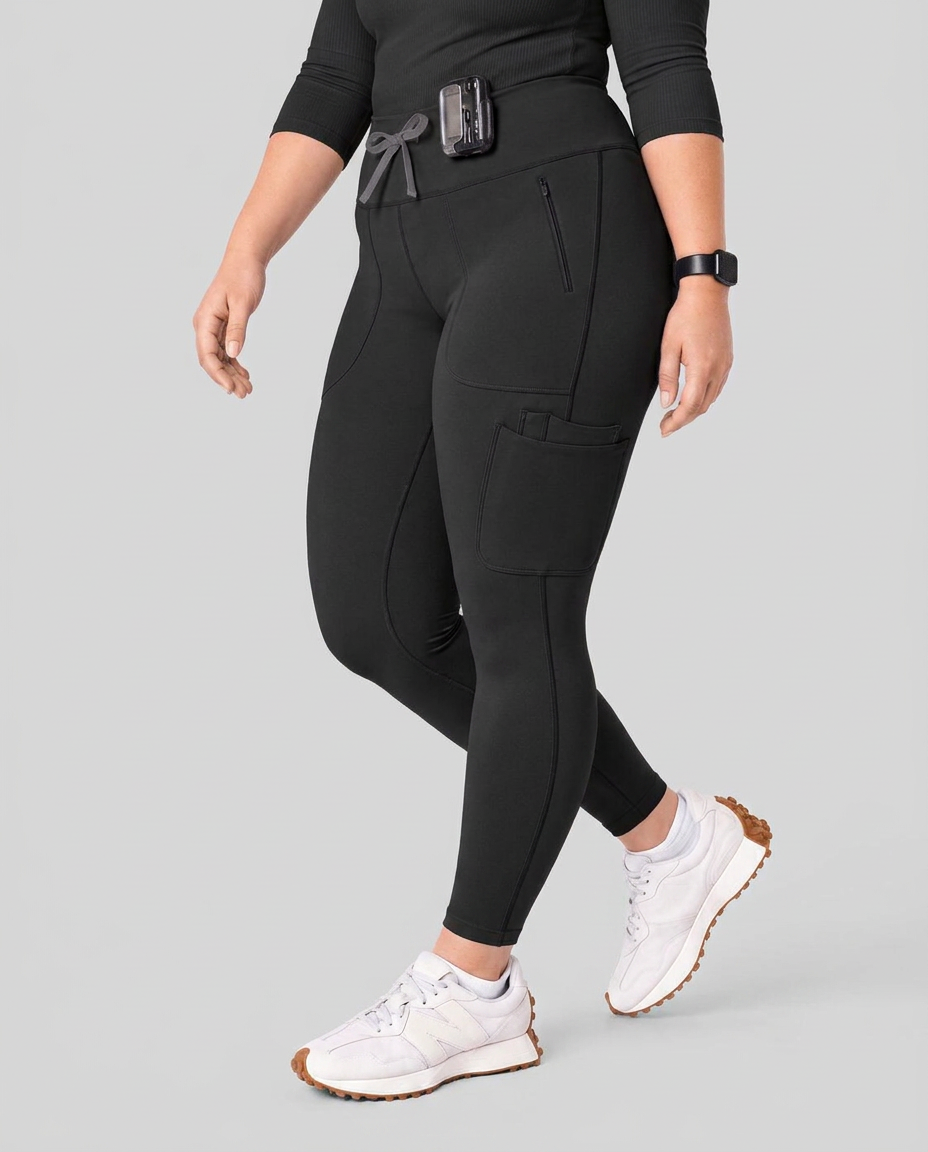 Curved High-Rise Scrub Legging Black