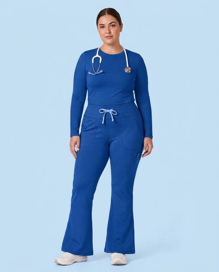 Curved High-Rise Flare Scrub Legging Royal Blue