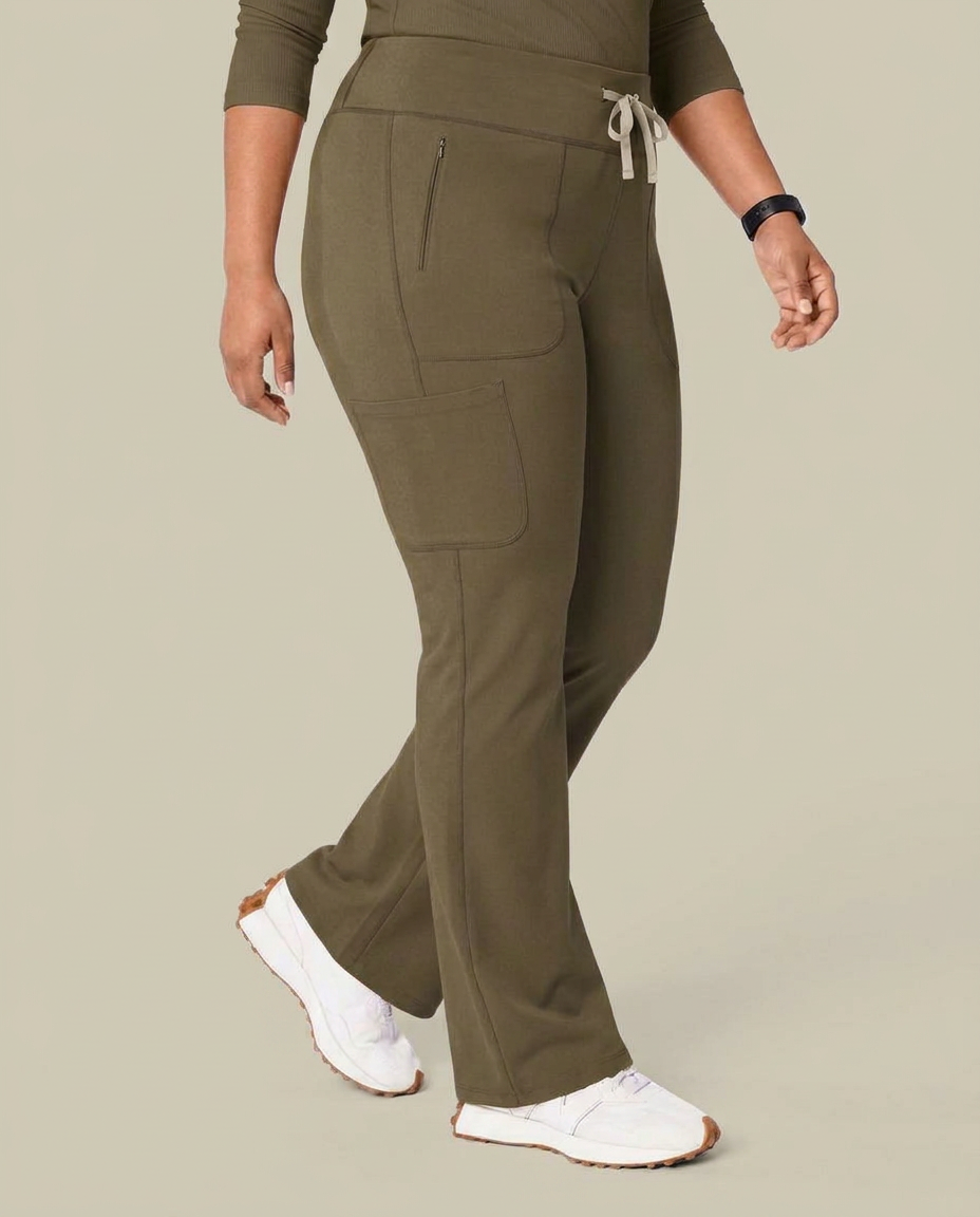 Curved High-Rise Flare Scrub Legging Olive