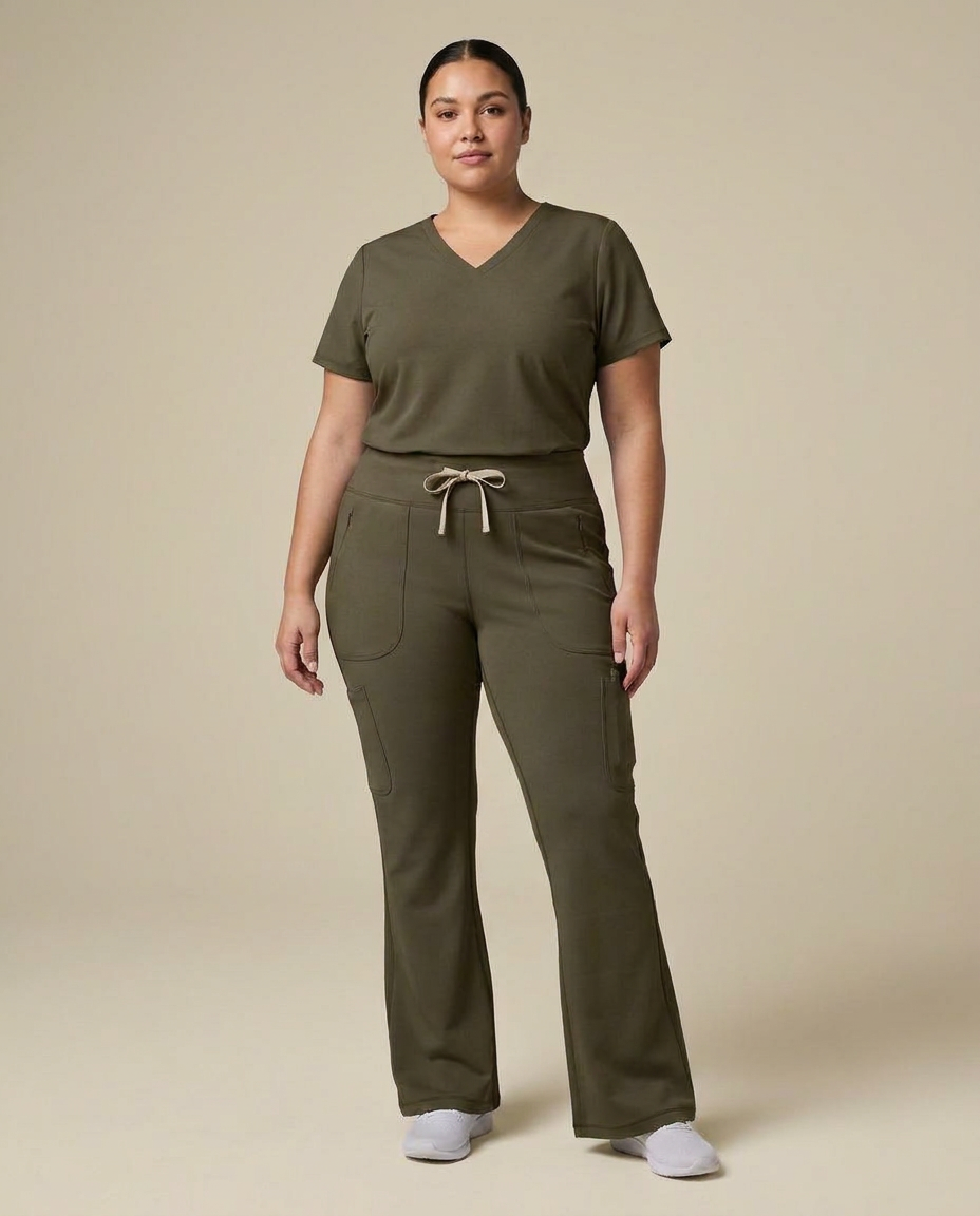 Curved High-Rise Flare Scrub Legging Olive