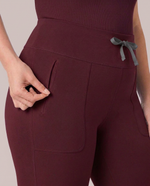 Curved High-Rise Flare Scrub Legging Burgundy