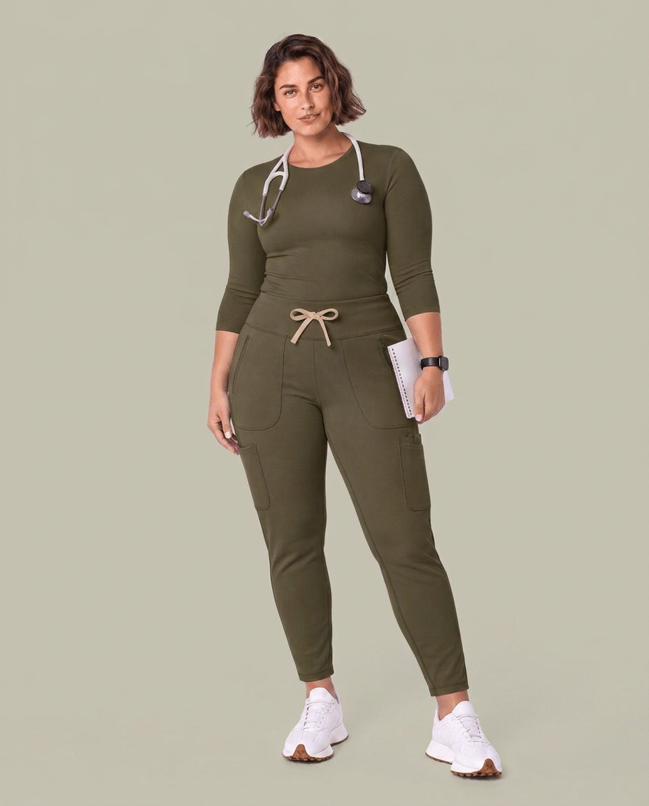 Curved High-Rise Scrub Legging Olive