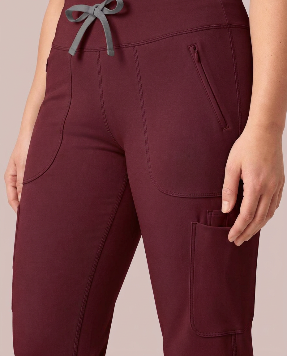 Curved High-Rise Scrub Legging Burgundy