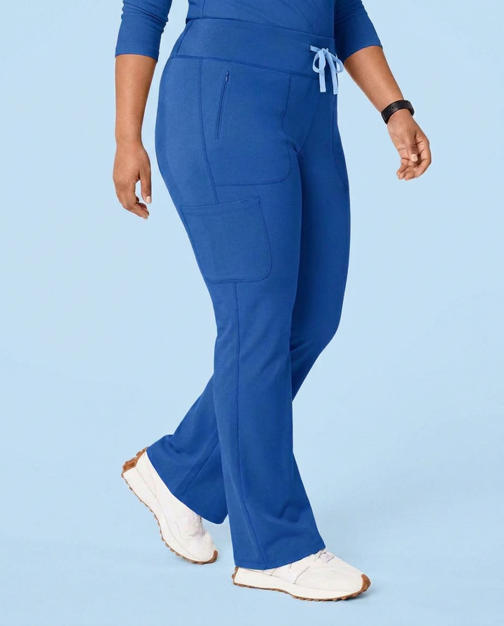 Curved High-Rise Flare Scrub Legging Royal Blue