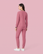 Long-Sleeve Notch Neck Top Mauve