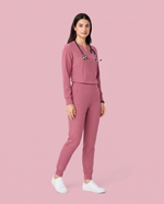 Long-Sleeve Notch Neck Top Mauve