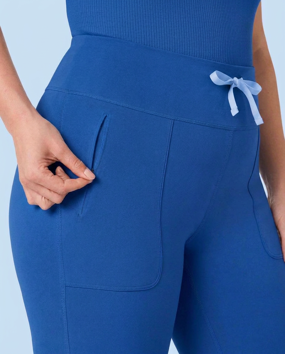 Curved High-Rise Flare Scrub Legging Royal Blue