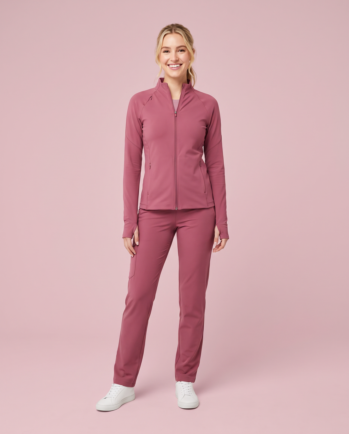 Athletic Knit Scrub Jacket Mauve