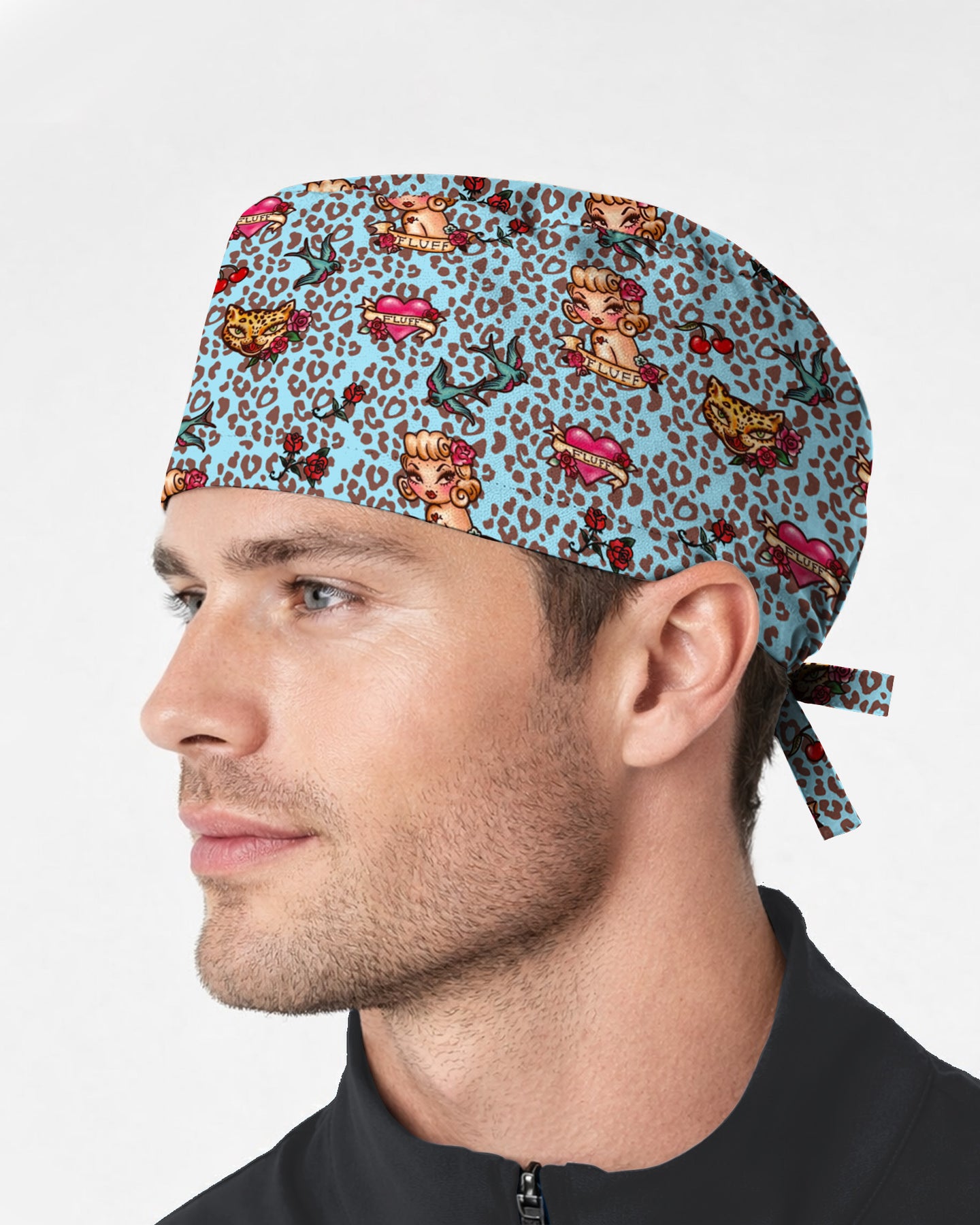 Vintage Tattoo Leopard Scrub Cap
