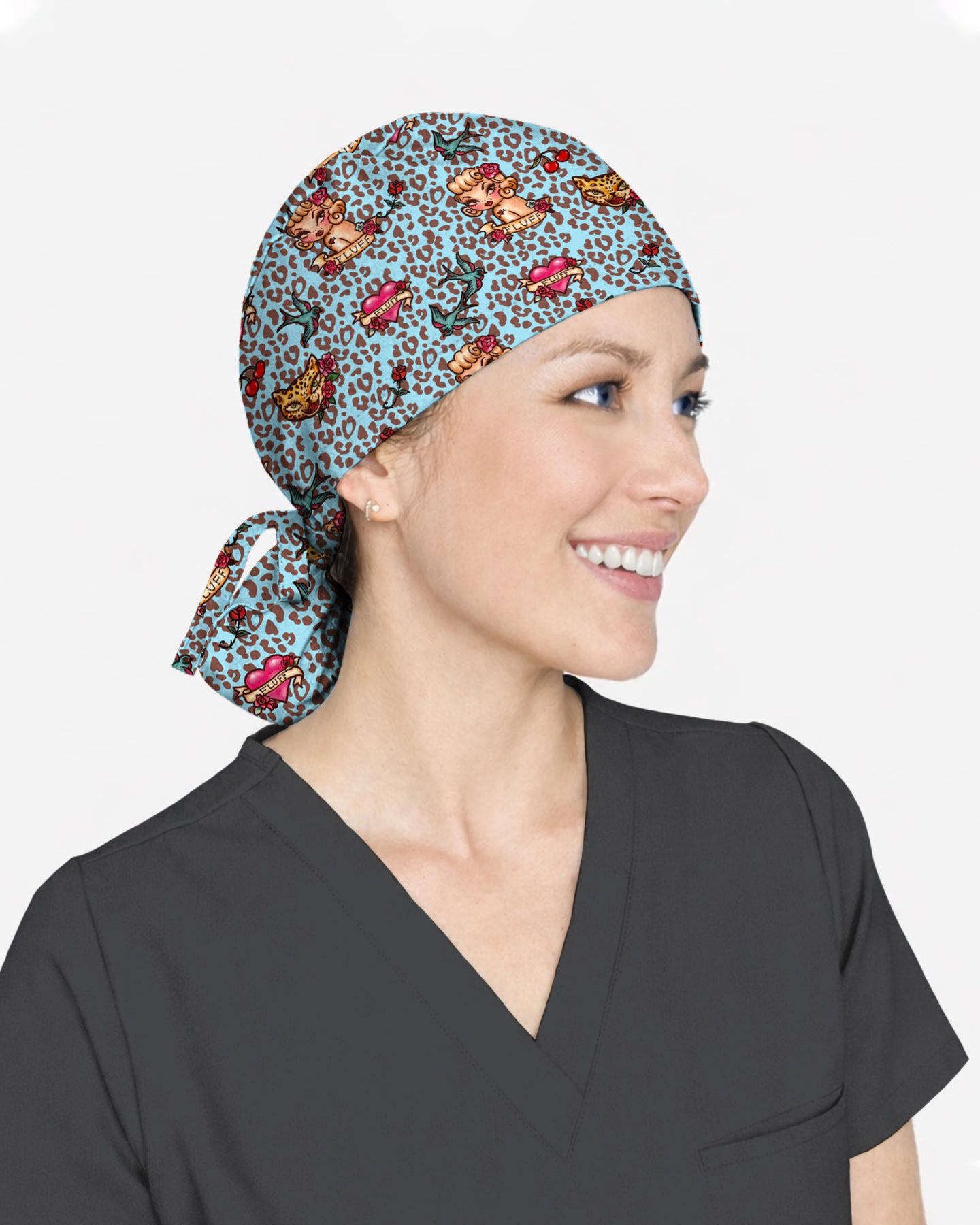 Vintage Tattoo Leopard Scrub Cap