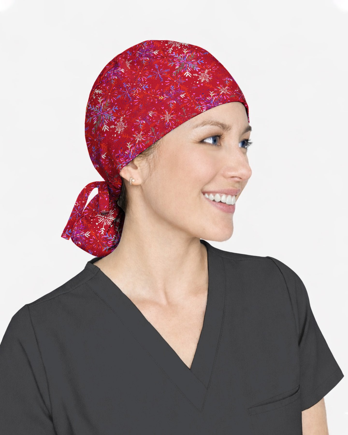 Festive Snowflakes Scrub Cap
