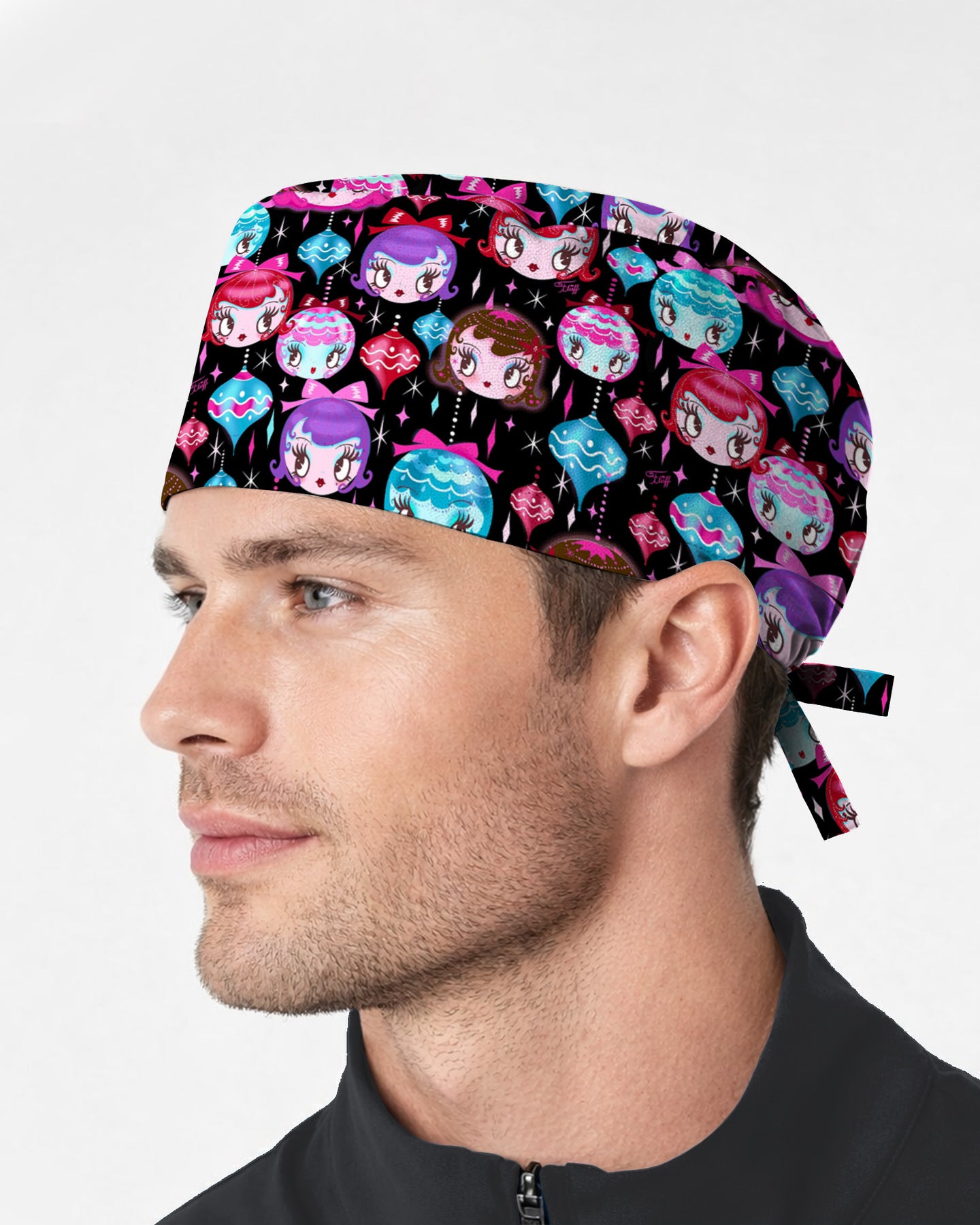 Festive Doll Faces Scrub Cap