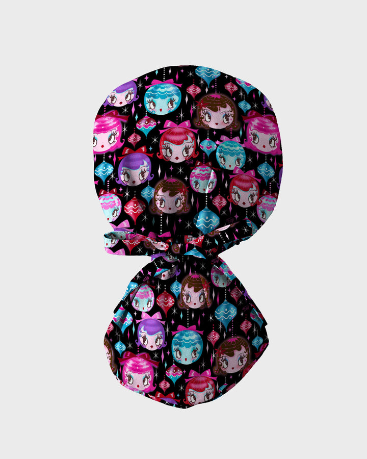 Festive Doll Faces Scrub Cap