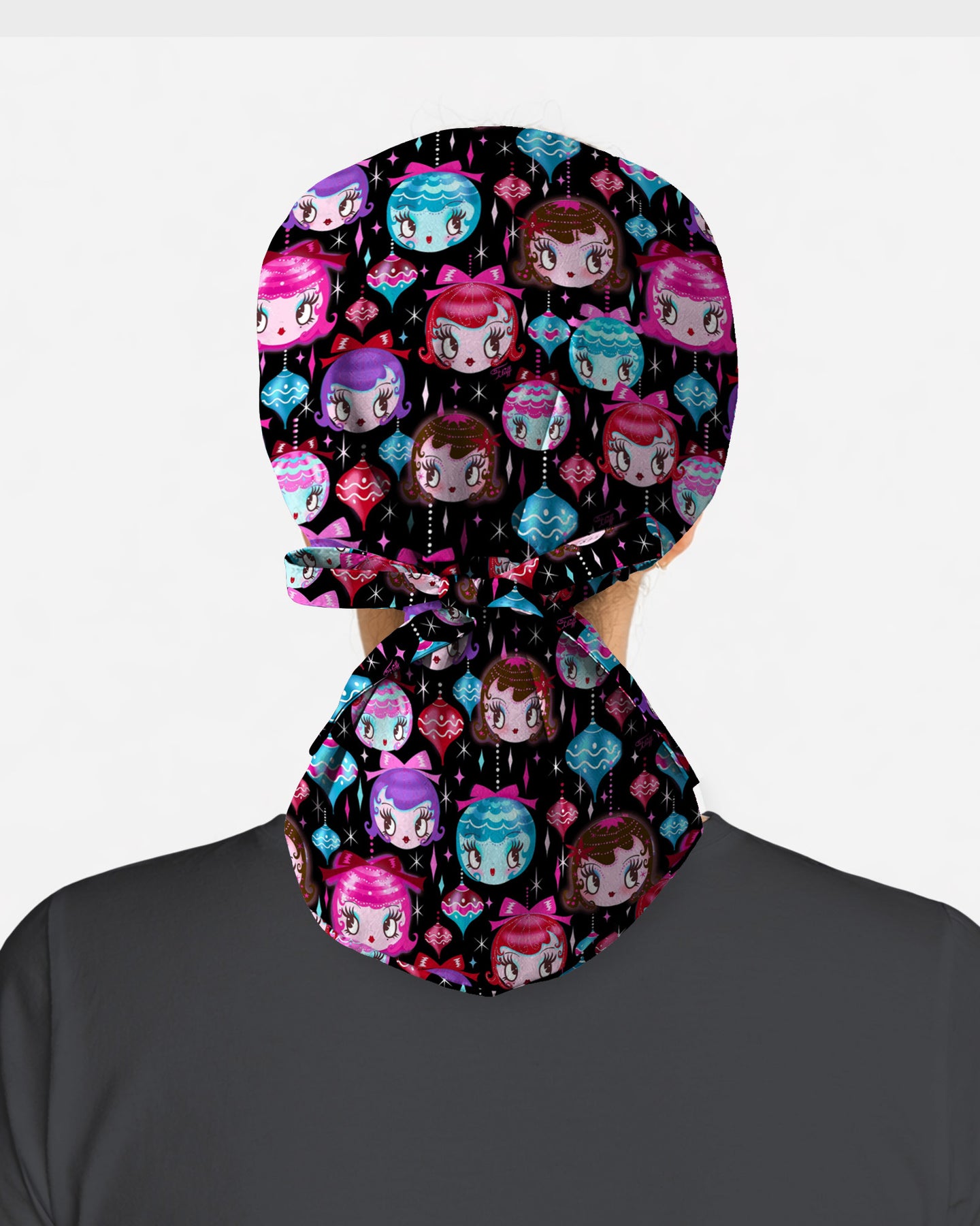 Festive Doll Faces Scrub Cap