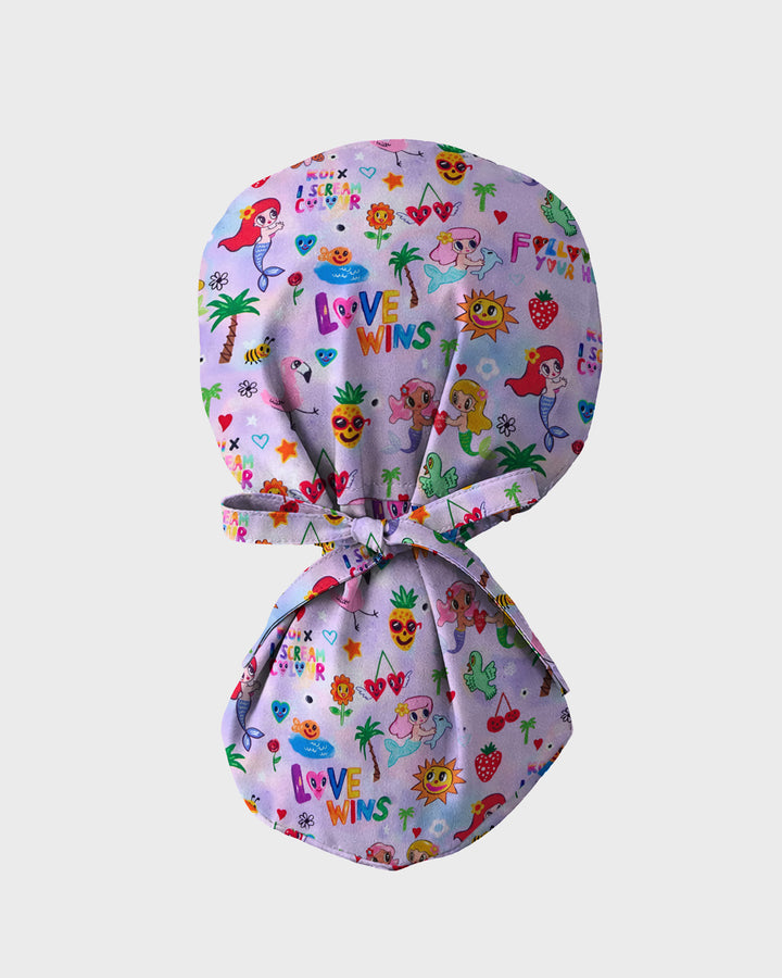 Cute Retro Doodles Scrub Cap