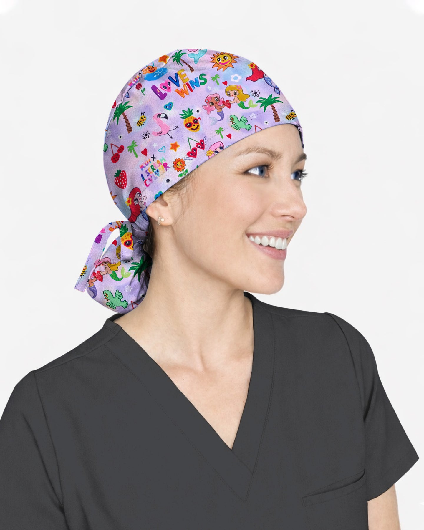 Cute Retro Doodles Scrub Cap