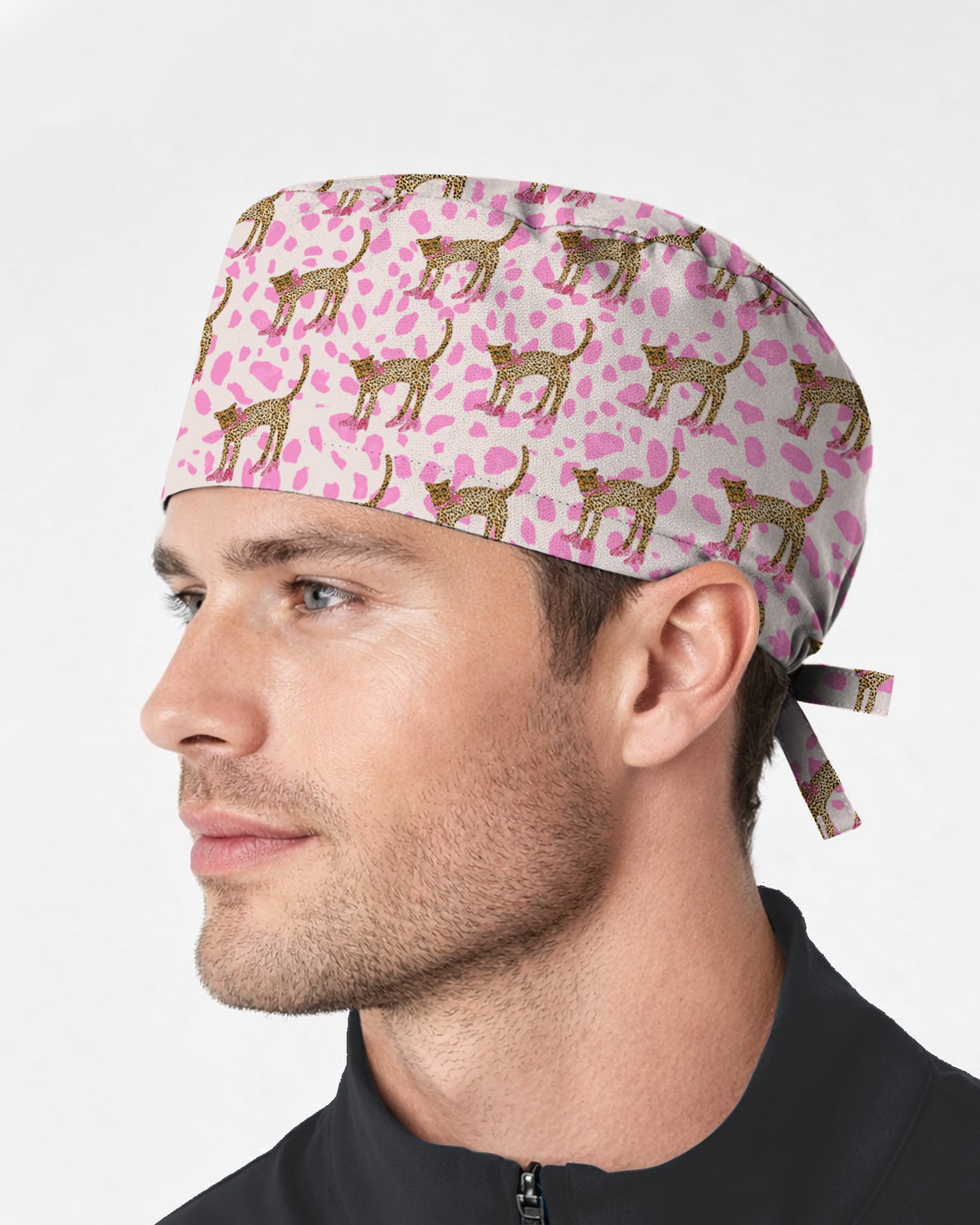 Pretty Pink Leopard Scrub Cap