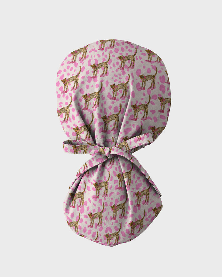Pretty Pink Leopard Scrub Cap