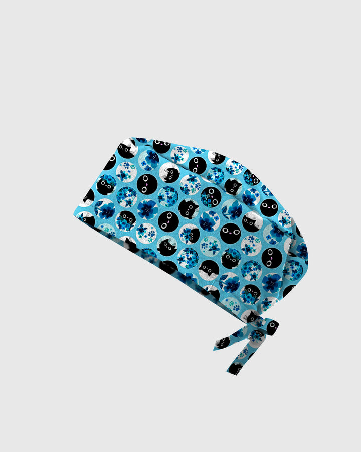 Blue Cat Dots Scrub Cap