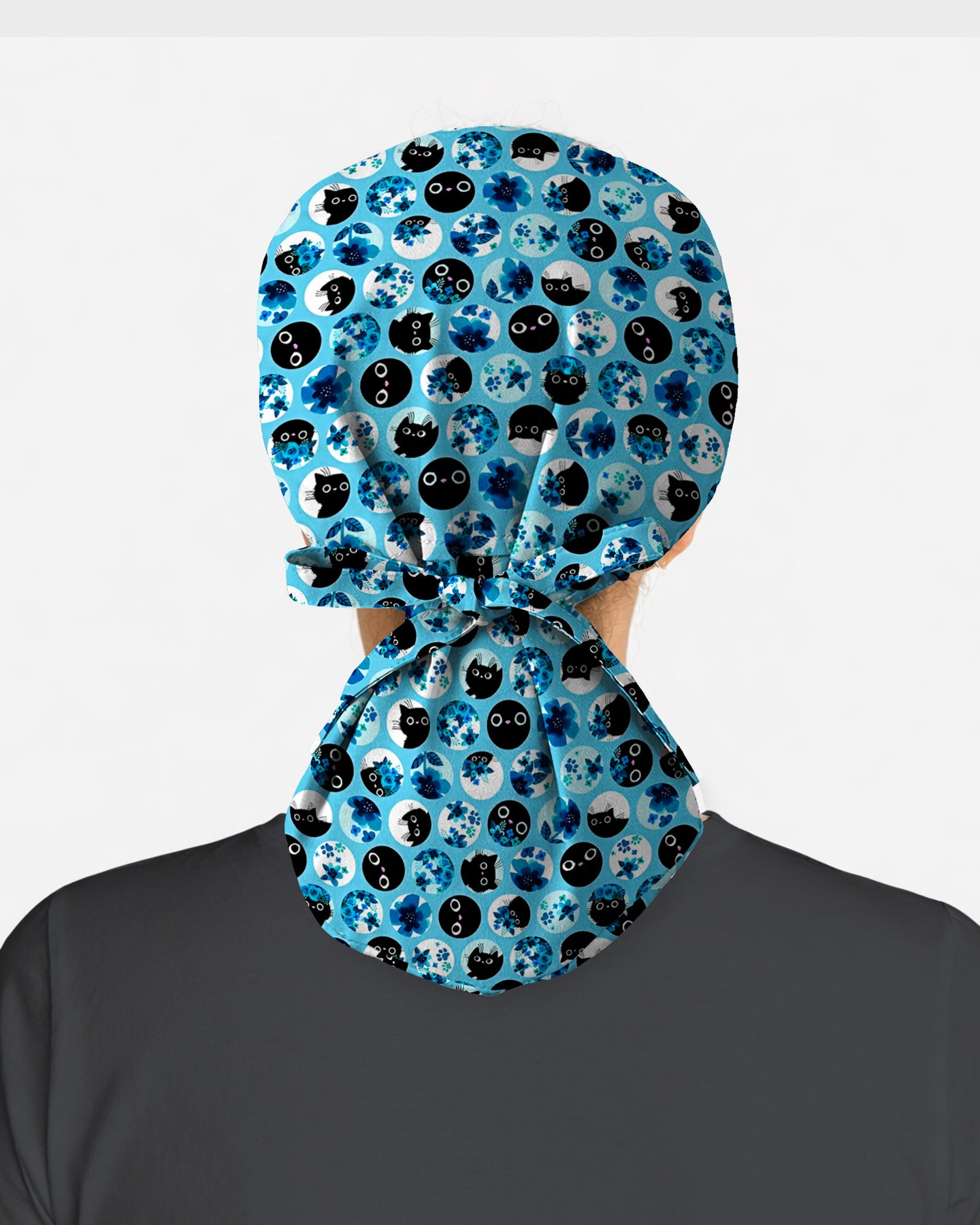 Blue Cat Dots Scrub Cap