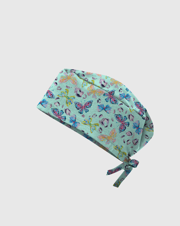 Mint Butterfly Garden Scrub Cap