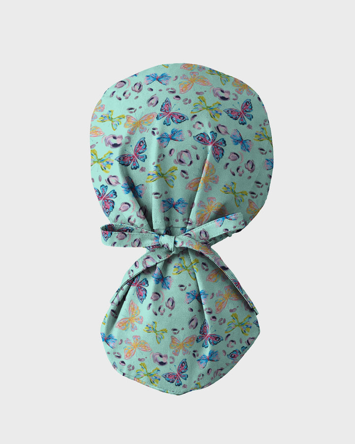 Mint Butterfly Garden Scrub Cap
