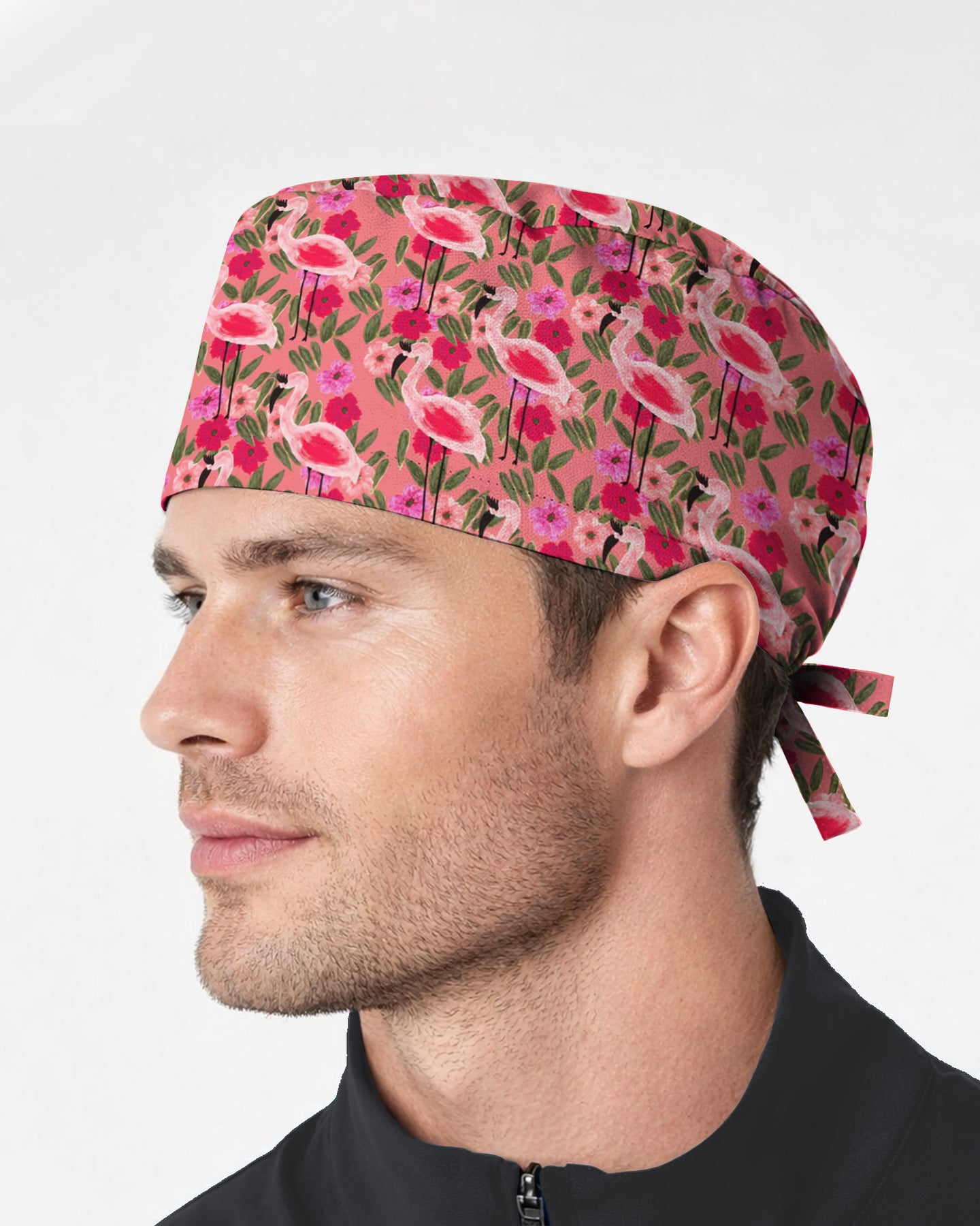 Tropical Flamingo Garden Scrub Cap