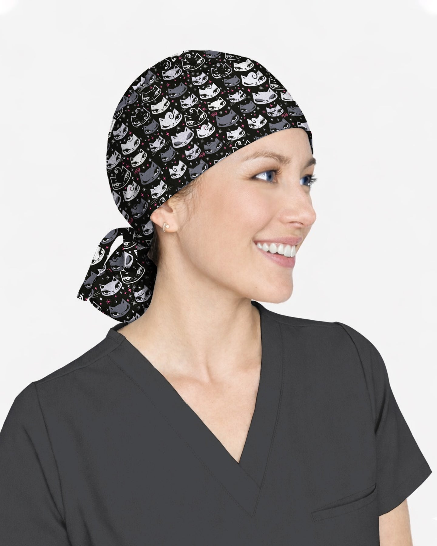 Midnight Cats Scrub Cap