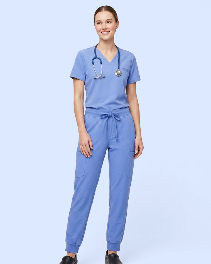 Women's 6-Pocket Jogger Scrub Pant Ceil Blue