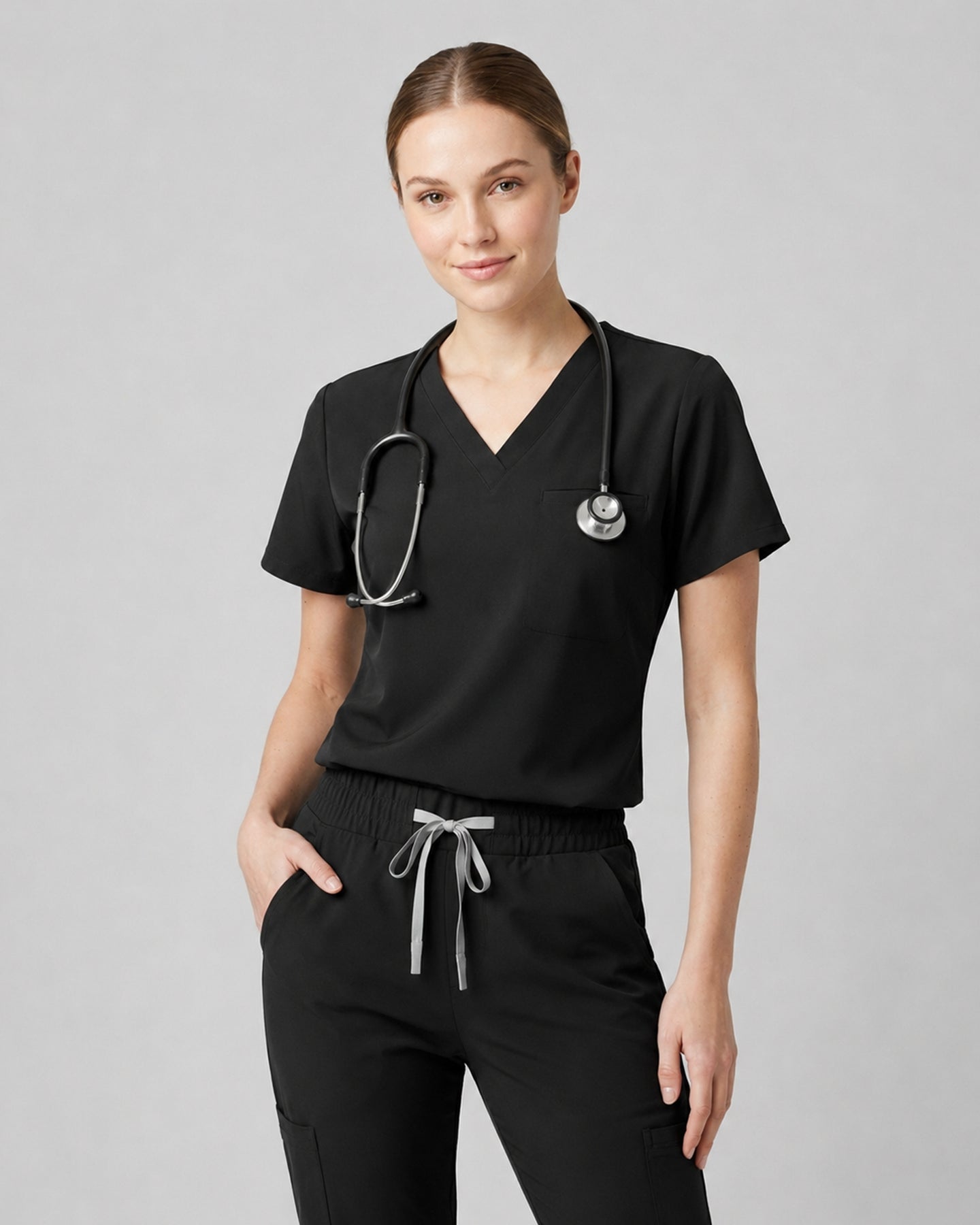 Women's V-neck One Pocket Scrub Top