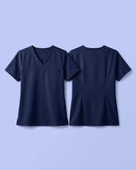 Women's One-Pocket V-neck Scrub Top Navy