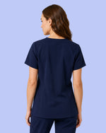 Women's One-Pocket V-neck Scrub Top Navy