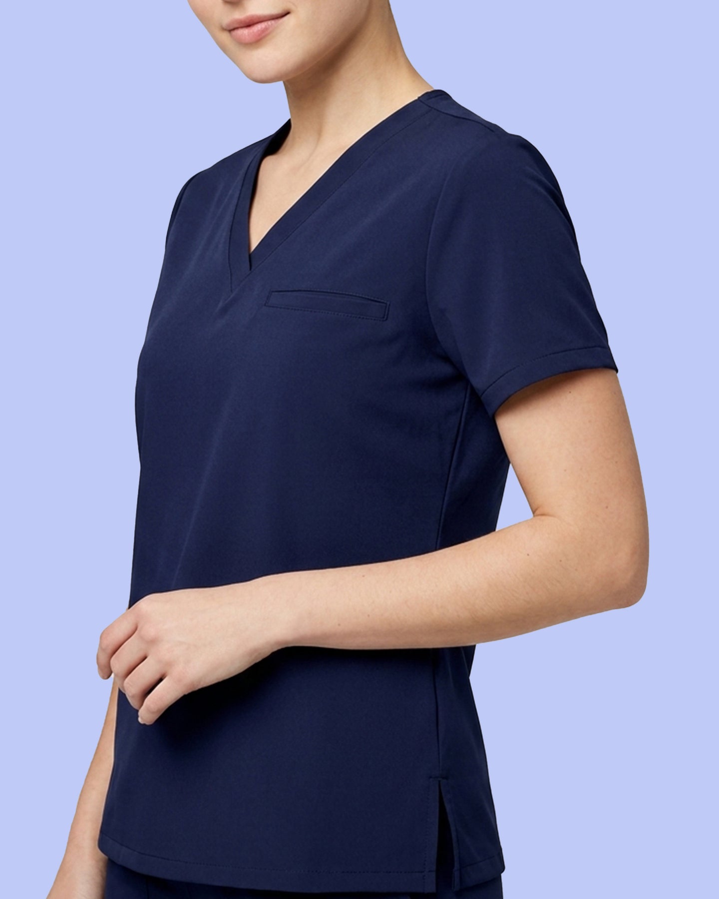 Women's One-Pocket V-neck Scrub Top Navy