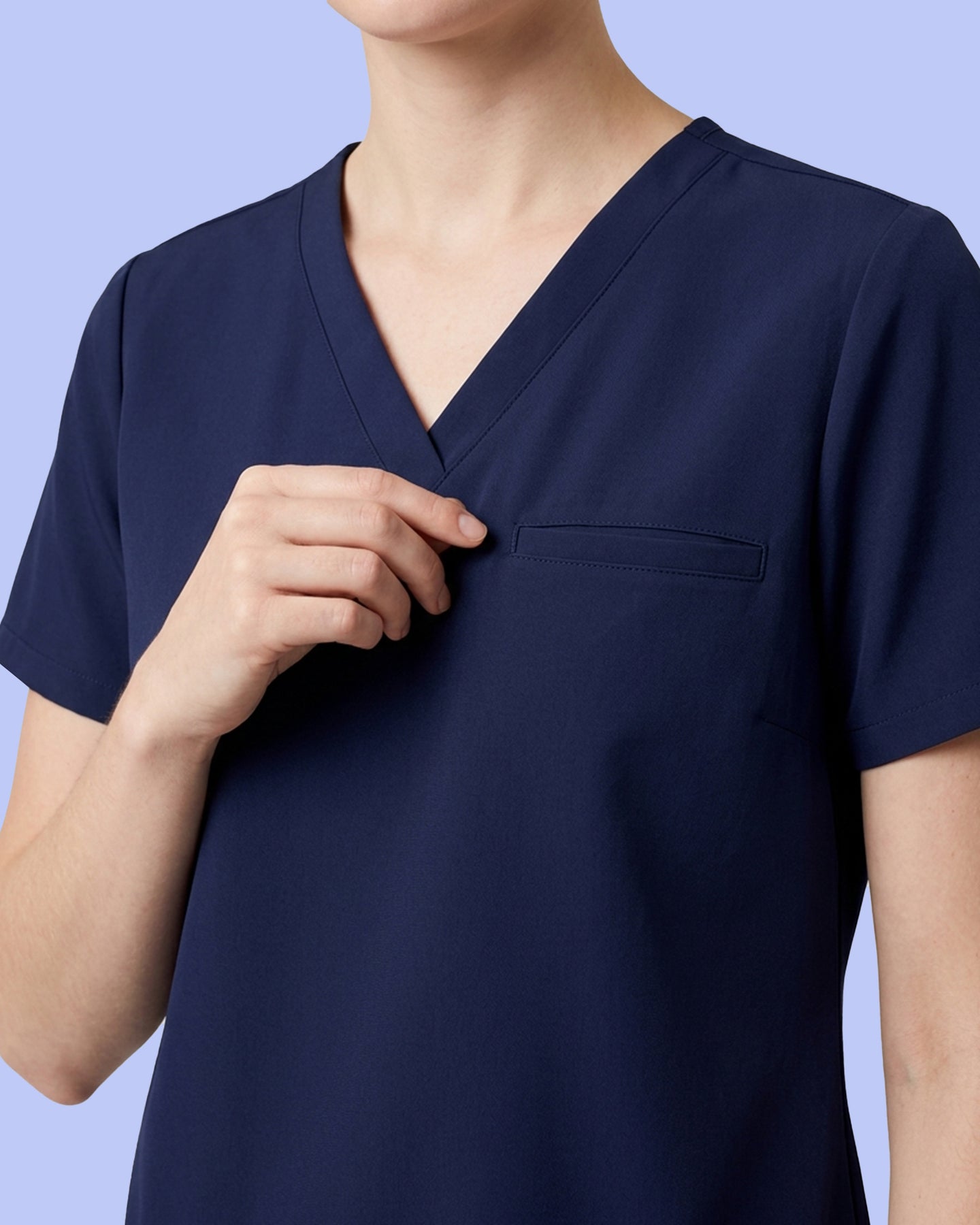 Women's One-Pocket V-neck Scrub Top Navy
