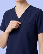 Women's One-Pocket V-neck Scrub Top Navy