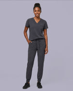 Women's One-Pocket V-neck Scrub Top Pewter