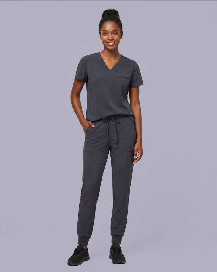 Women's 6-Pocket Jogger Scrub Pant Pewter