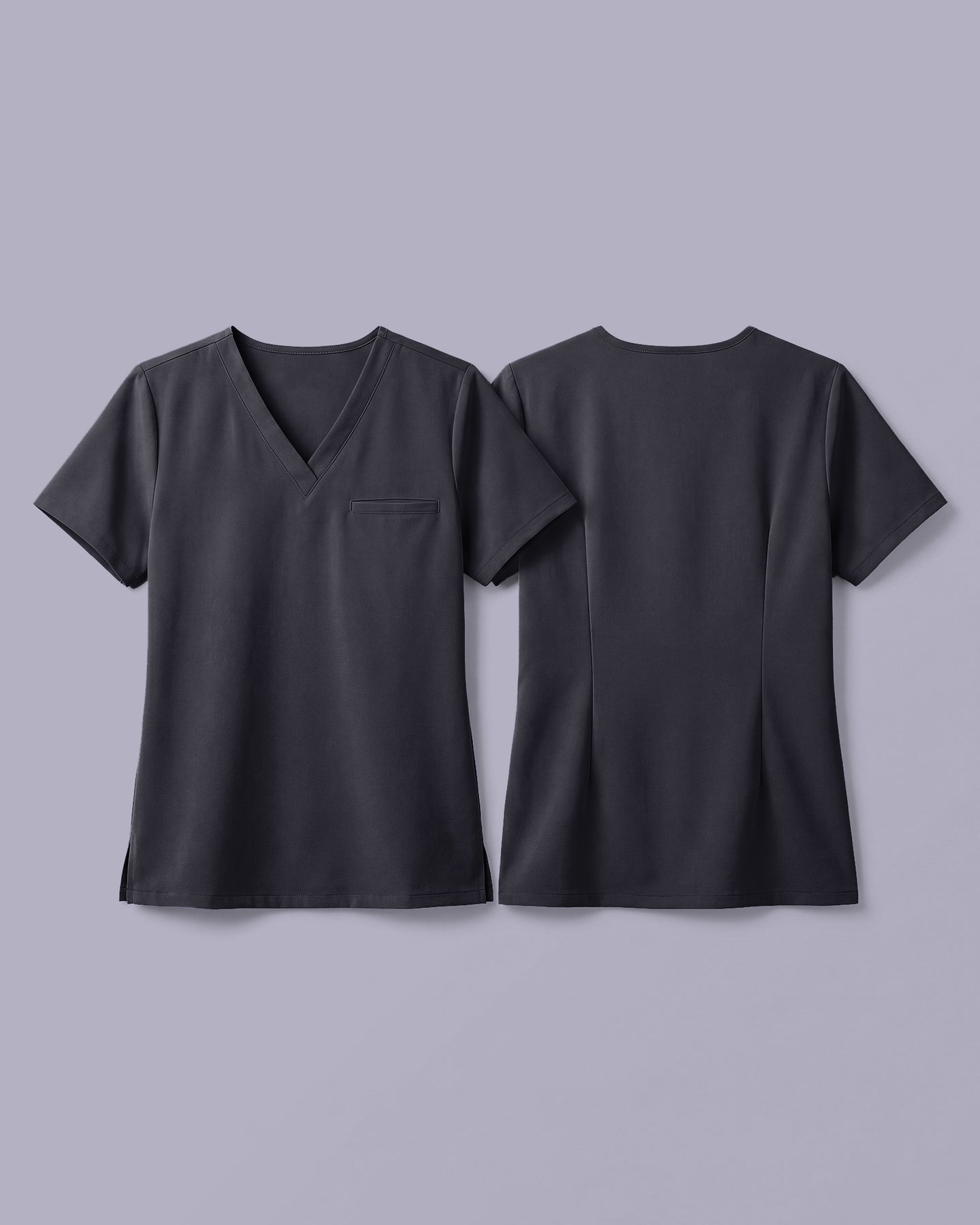 Women's One-Pocket V-neck Scrub Top Pewter