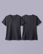 Women's One-Pocket V-neck Scrub Top Pewter