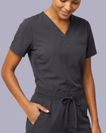Women's One-Pocket V-neck Scrub Top Pewter