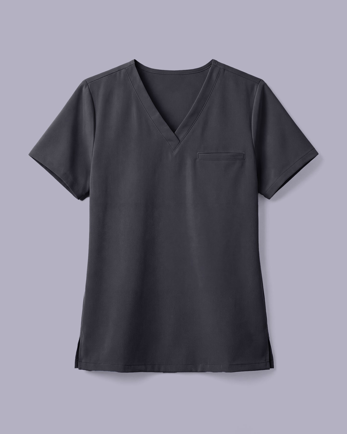 Women's One-Pocket V-neck Scrub Top Pewter