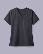 Women's One-Pocket V-neck Scrub Top Pewter