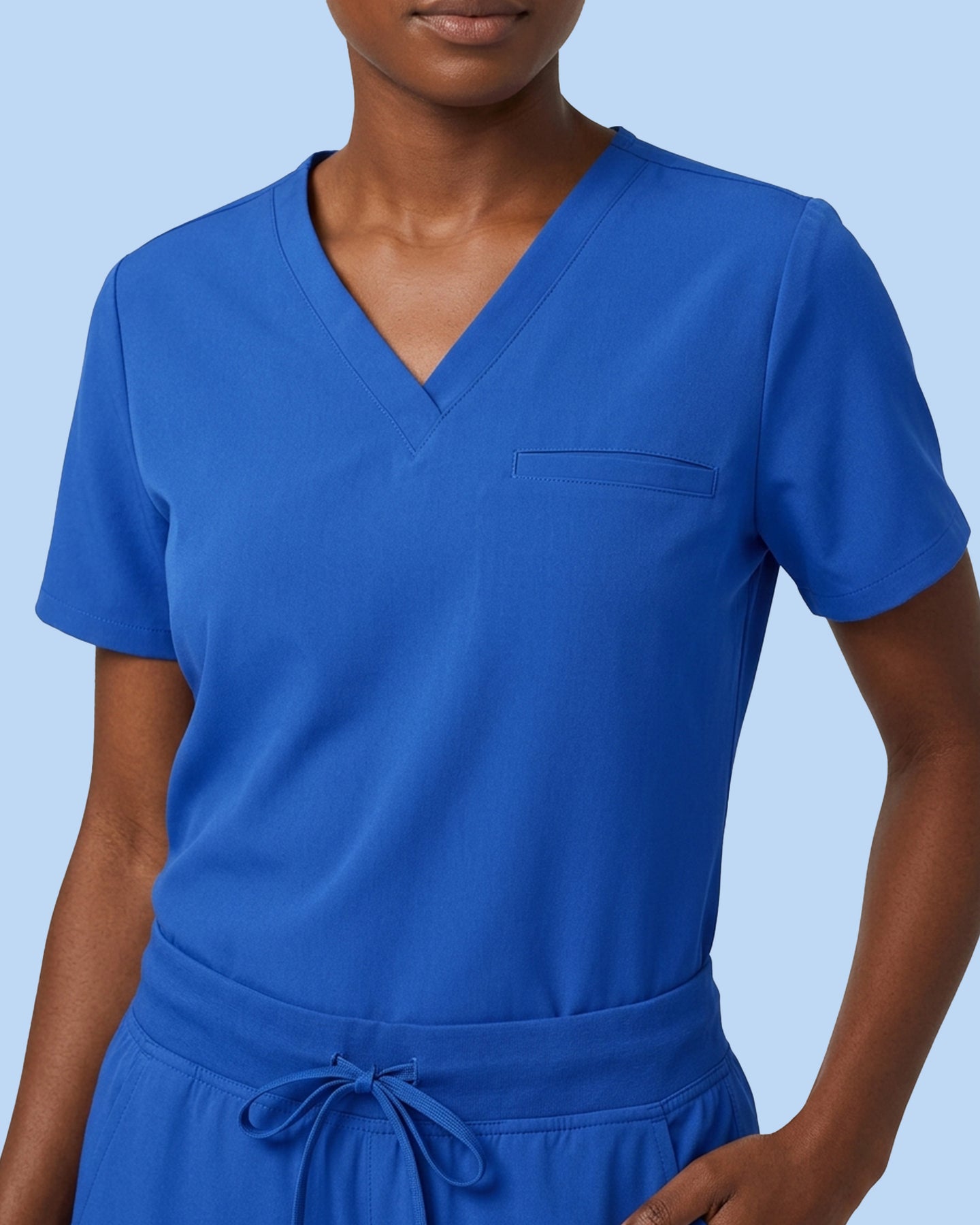 Women's One-Pocket V-neck Scrub Top Royal Blue