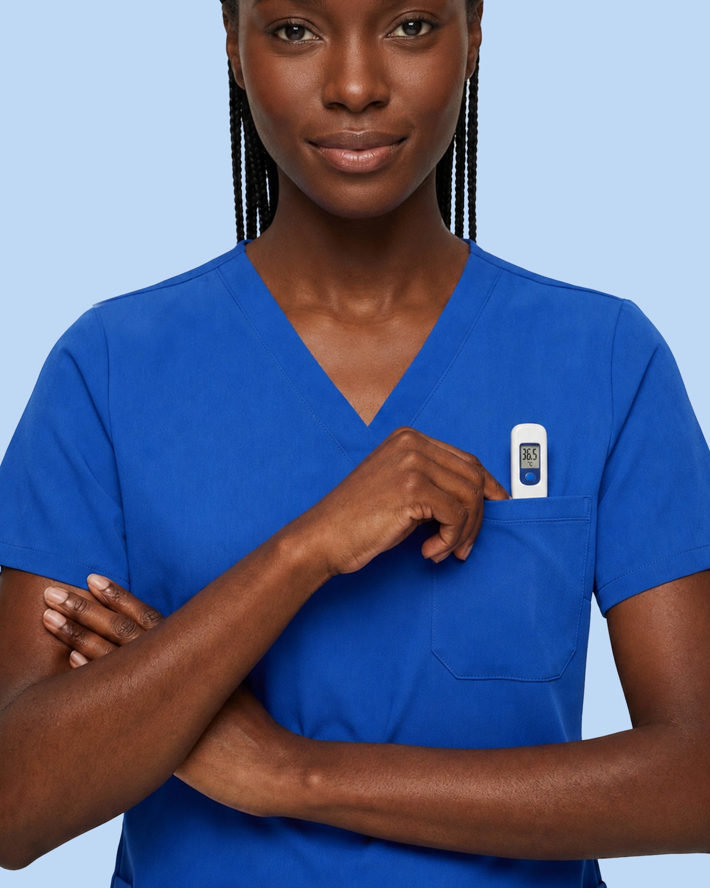 Women's One-Pocket V-neck Scrub Top Royal Blue