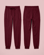 Women's 6-Pocket Jogger Scrub Pant Burgundy